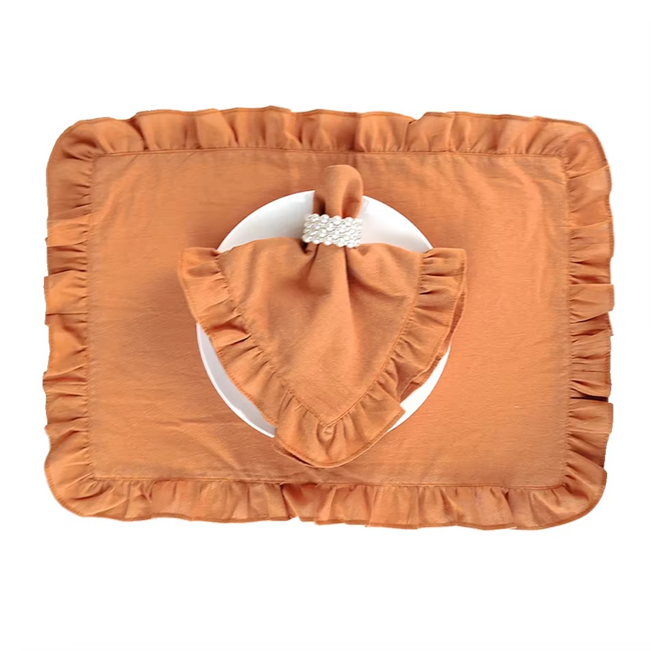 Serviettes à volants 100 % coton pour assiettes, à volants doux, pour décoration de mariage, réchauf