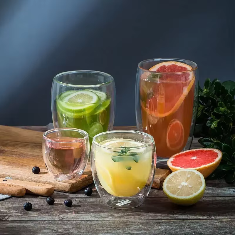 Tasse en verre Borosilicate à Double paroi, résistante à la chaleur, pour thé, lait, jus, café, eau,