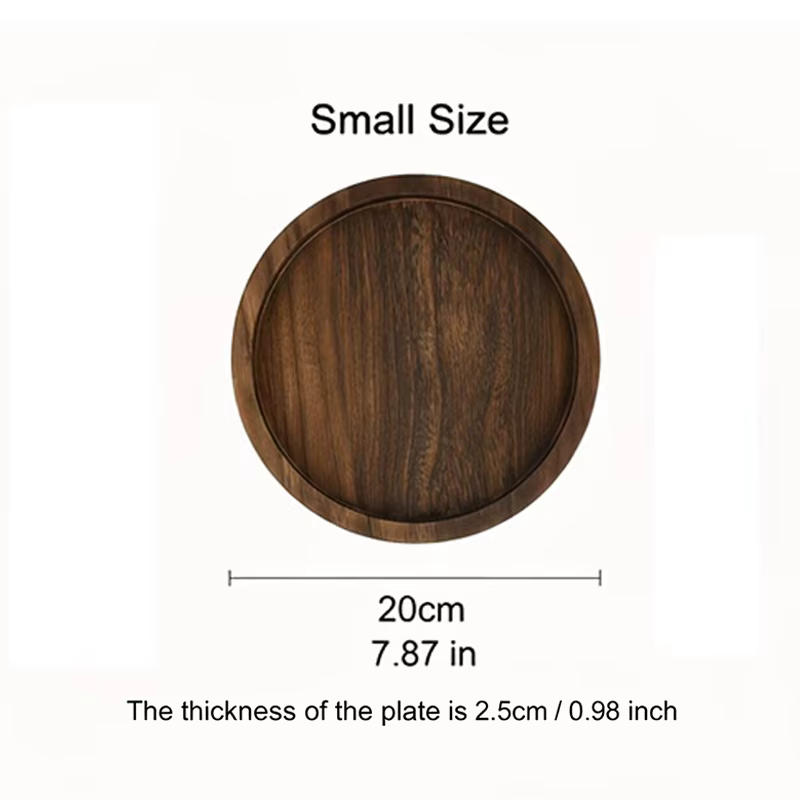 Plateau de service rond en bois rustique, plateau décoratif pour ottoman, pour bougies, vases et cen