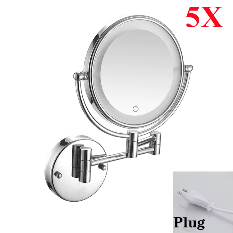 Miroirs de salle de bains Led or brossé, miroir de maquillage grossissant en laiton de qualité 10X,