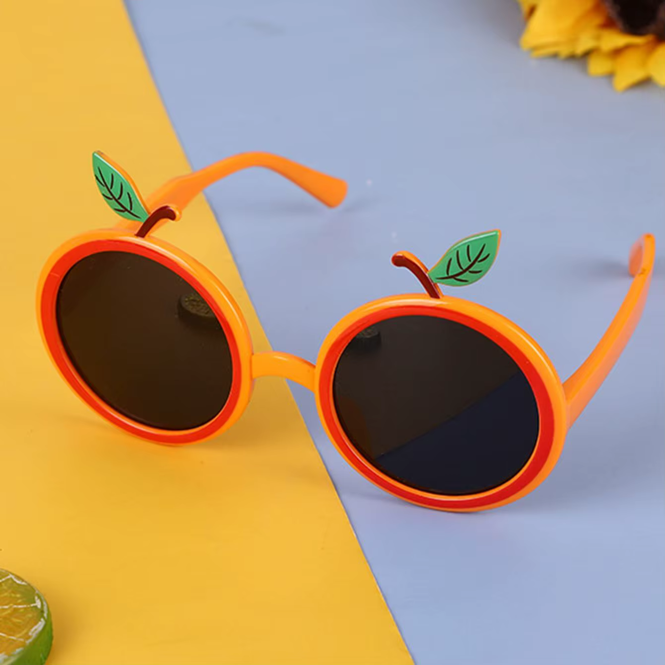 Lunettes de fête de conception Orange, lunettes d'accessoires de fête de conception de fruits en pla