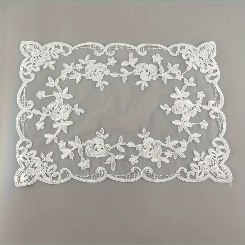Napperon en dentelle de Polyester, 1 pièce, tapis de Table rectangulaire brodé, Style rétro français