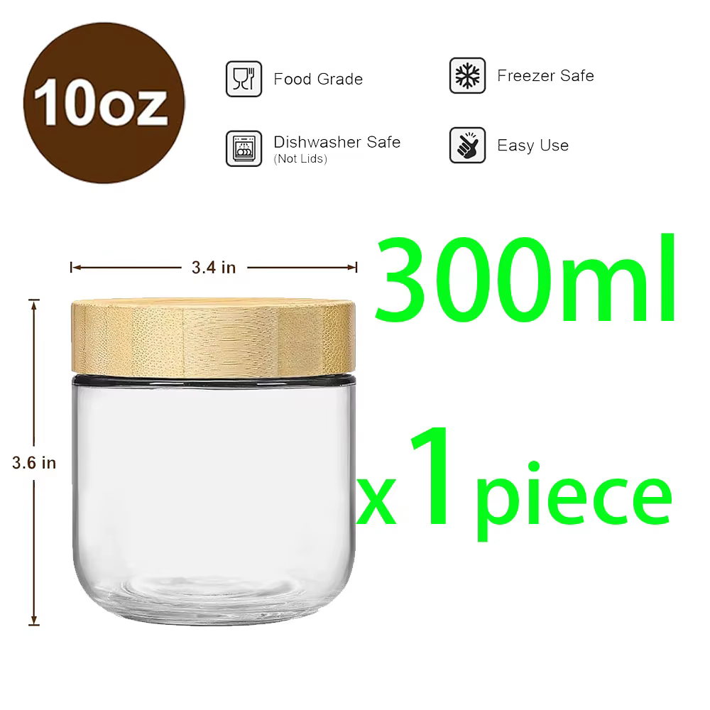 Bocaux en verre de 16 oz avec couvercles hermétiques en bambou, récipients pour overnight oats, boca