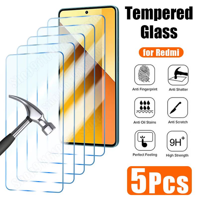 5 pièces verre trempé pour Redmi Note 13 12 11 10 14 9 8 7 Pro Plus 5G 12S 11S 10S 9S verre de prote