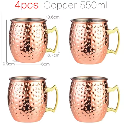 4 pièces 550ml martelé cuivre plaqué moscou Mule tasse Cocktail bière café tasse Drinkware Tazas
