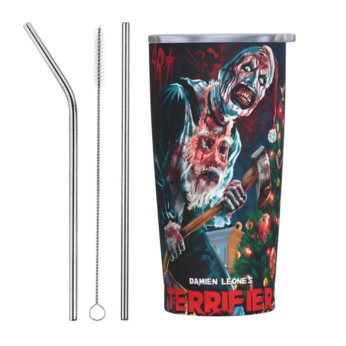 Tasses à café en acier inoxydable avec couvercle, gobelet isolé Terrifier 3, tasse de boissons chaud