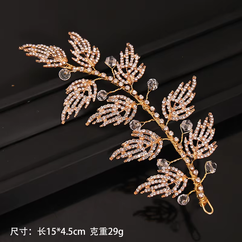 Bandeau de cheveux en biscuits doré pour mariée, bandeau de sauna en cristal, accessoires de mariage