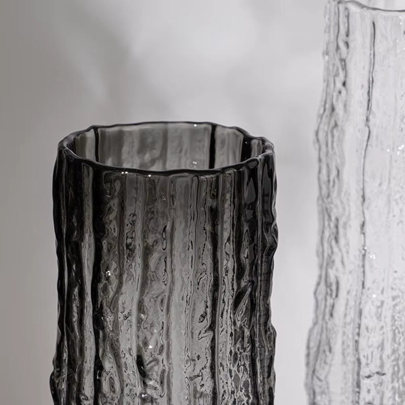 Vase en verre transparent pour décoration de table à manger, vase à fleurs glacier, bouteille de fle