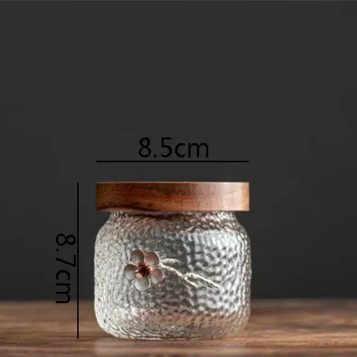 Bocal de rangement en verre à motif de marteau, récipient créatif tridimensionnel, fleur de prunier,