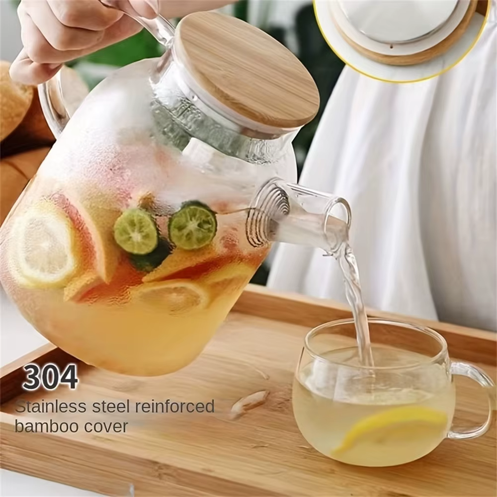 Théière en verre de grande capacité 1L/1,8 l, bouilloire résistante aux hautes températures pour jus
