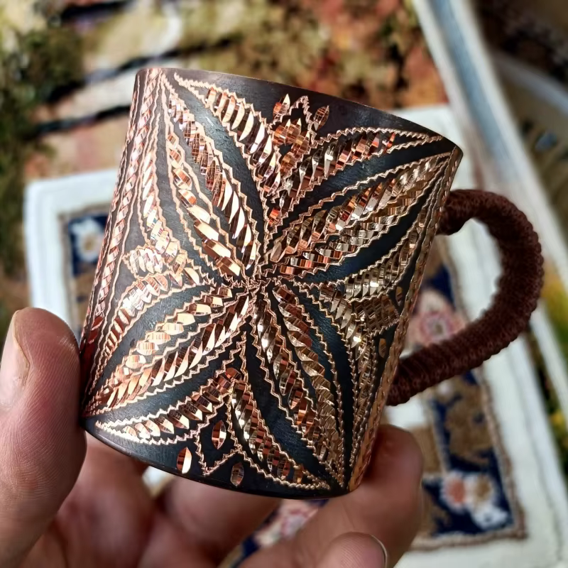 Tasse à café en cuivre pur Vintage aléatoire, tasse de petit déjeuner en jus, Texture d'art Unique, 