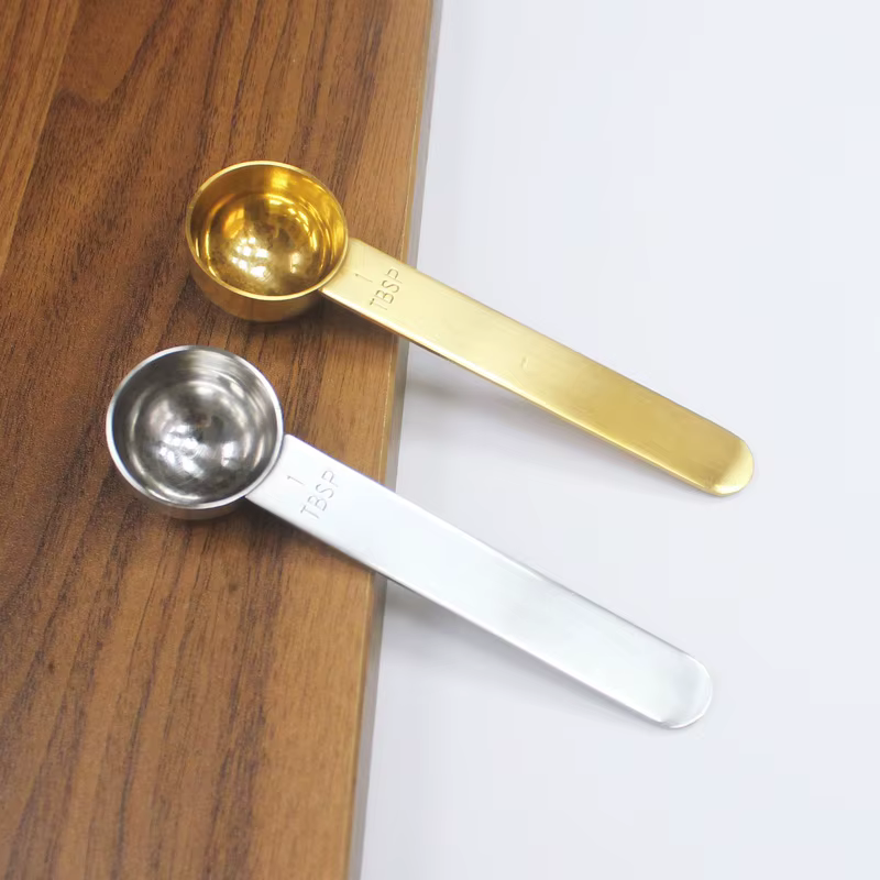 Cuillère à café en acier inoxydable, argent et or, 30ml, cuillère à mesurer, cuillère à mesurer en m