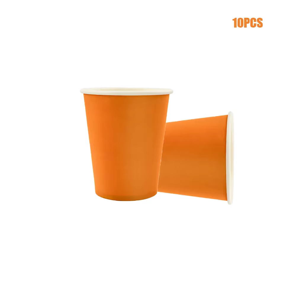 Vaisselle Jetable Orange Uni Assiettes En Papier Tasses Serviettes Nappe Décoration De Fête D'annive