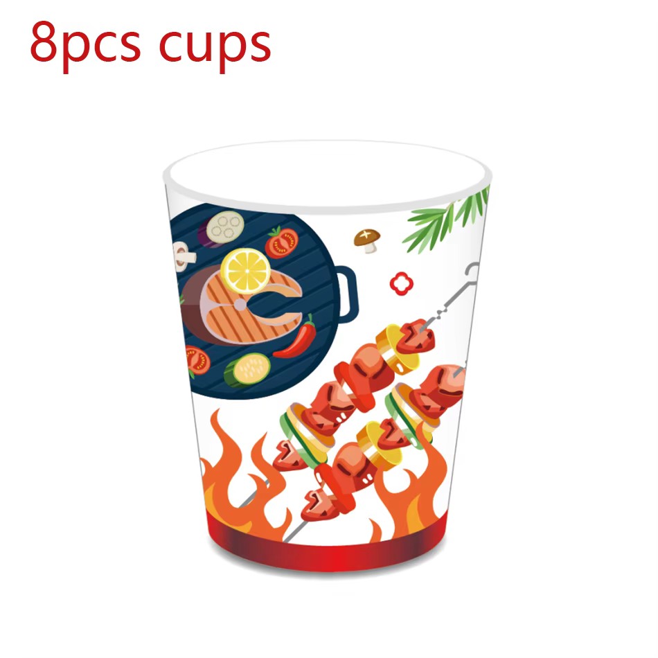 Vaisselle jetable pour fête de pique-nique Barbecue, assiettes à Hamburger, serviettes, tasses, napp