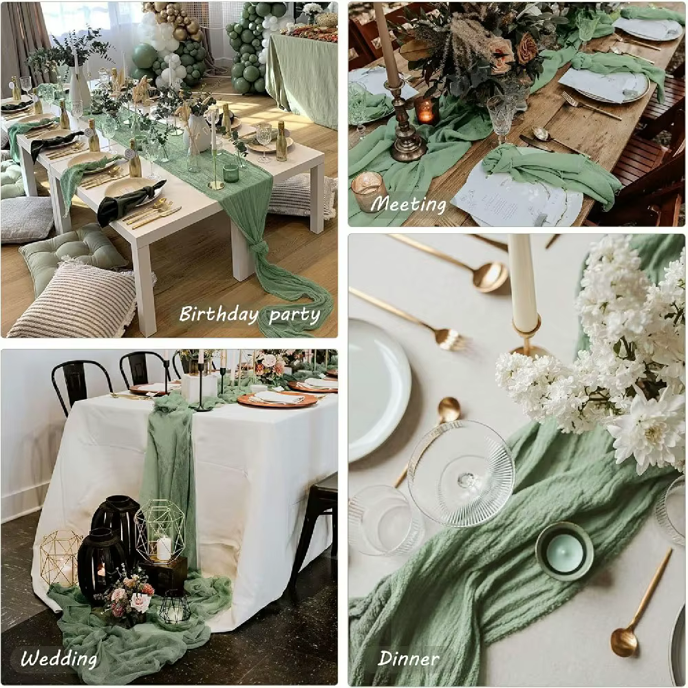 Chemin de Table en gaze style Boho, 10 pièces, 40x270cm, chemin de Table romantique pour mariage, ré