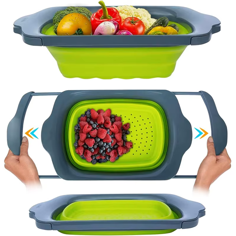LMETJMA passoire pliable avec poignées extensibles passoire au-dessus de l'évier passoire à fruits e