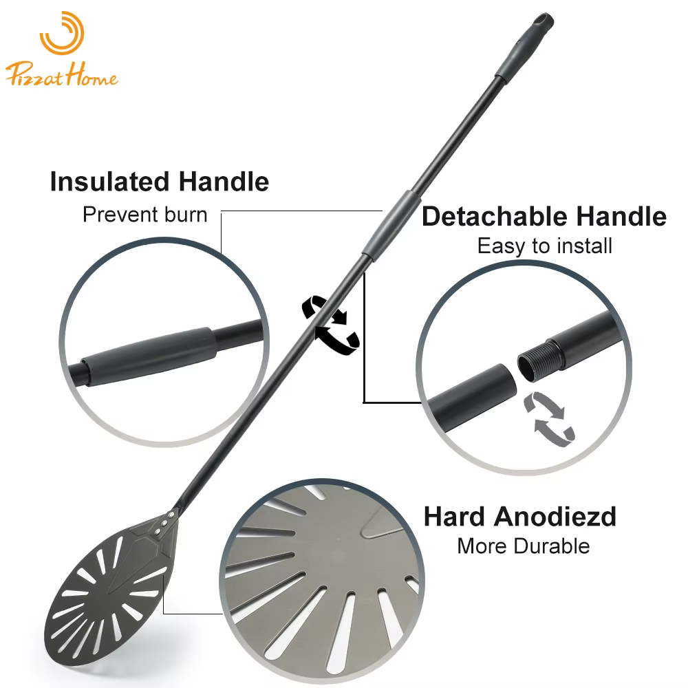 12 "duro anodisé perforé Pizza Peel Rectangle Pizza tournant pelle ensemble aluminium Pizza Peel Pad