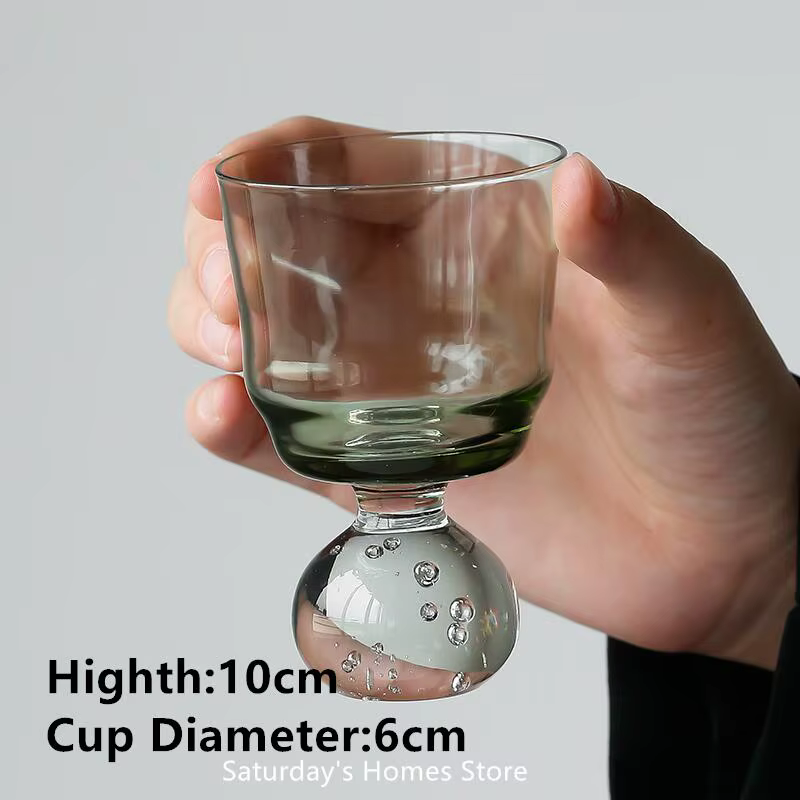 Gobelet à glace en verre de style vintage de luxe léger, en forme de boule ronde colorée, pour desse