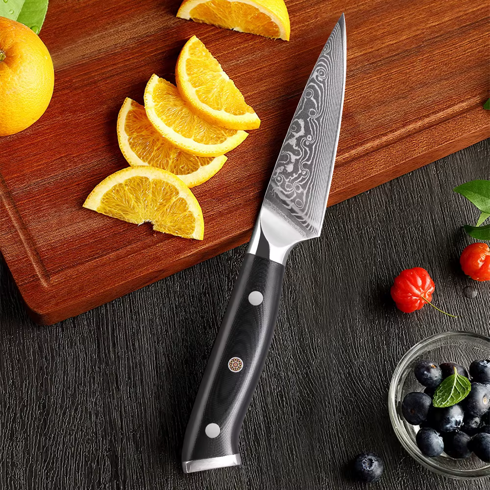 TURWHO 3.5 "couteau d'office professionnel en acier damas couteau de cuisine coupe de Chef épluchage