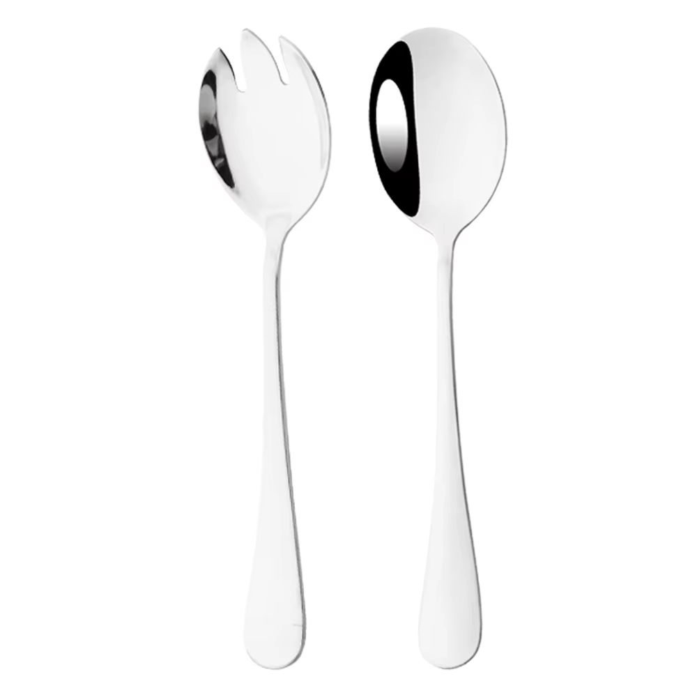 Cuillère à salade en acier inoxydable argenté, fourchette, serveur à salade, vaisselle à salade de S