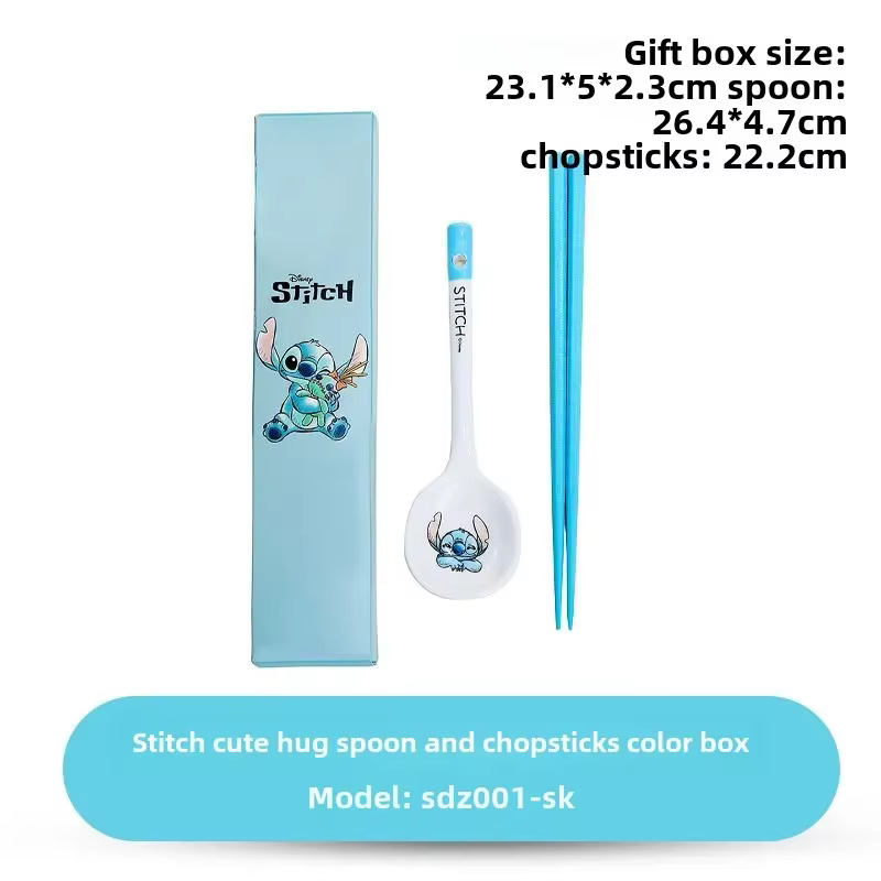 Disney Stitch – ensemble de vaisselle de haute valeur, bol de riz en céramique, dessin animé, cuillè