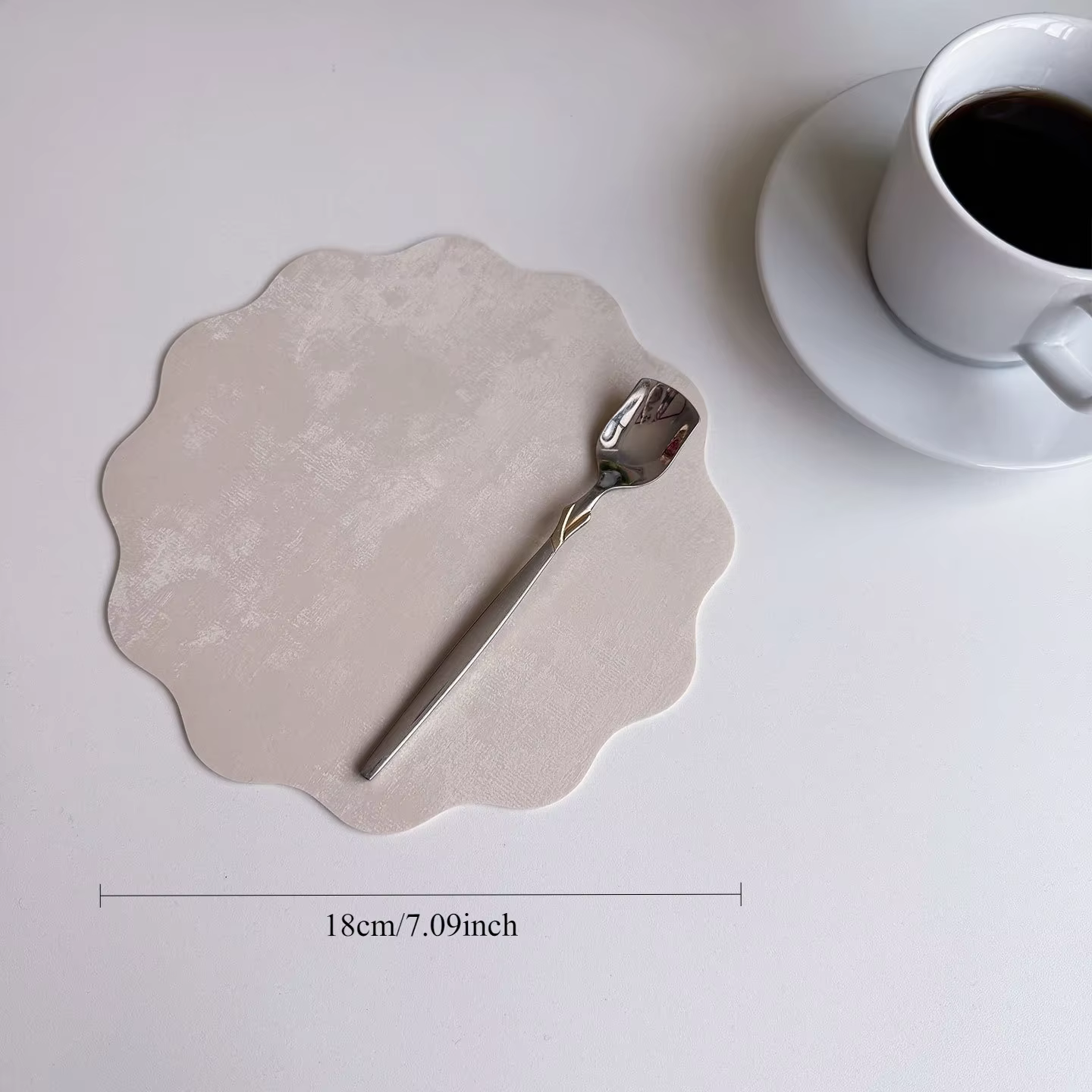 Sous-verre et set de table en similicuir velours, effet soie, forme fleur, isolant, imperméable, pou