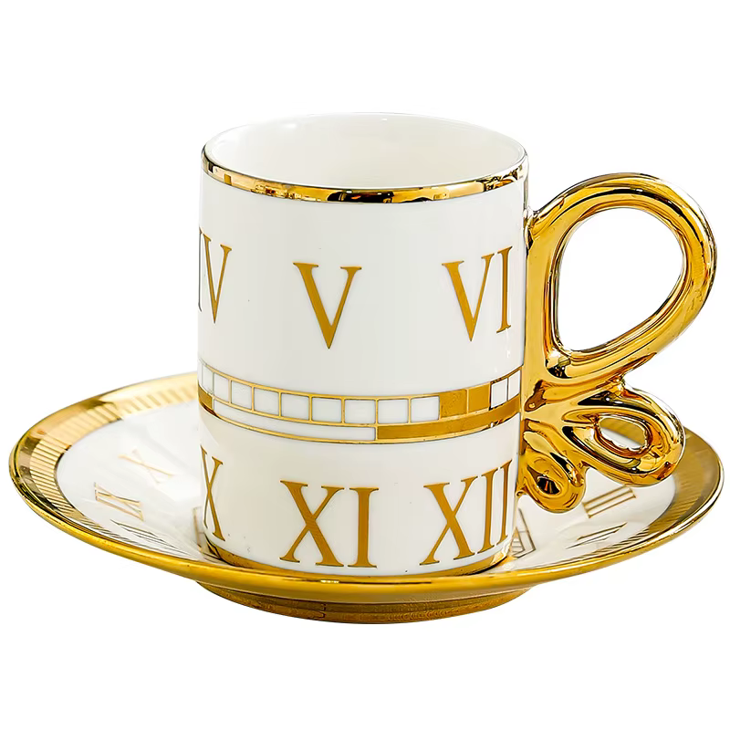 Tasses à café en céramique de luxe légères de Style européen, avec plat, tasse de bureau, ensemble d