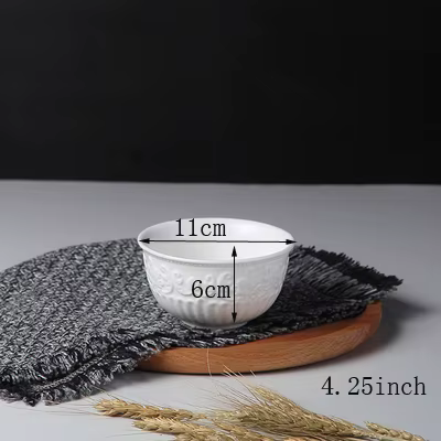 Filles à salade en relief blanc, bol de cuisson en céramique, bol de riz japonais, récipient pour al