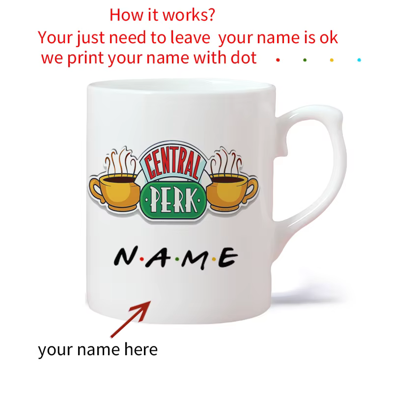 Tasse à café avec nom personnalisé, Design Central Perk, tasse à thé, lait, bière, amoureux, cadeaux