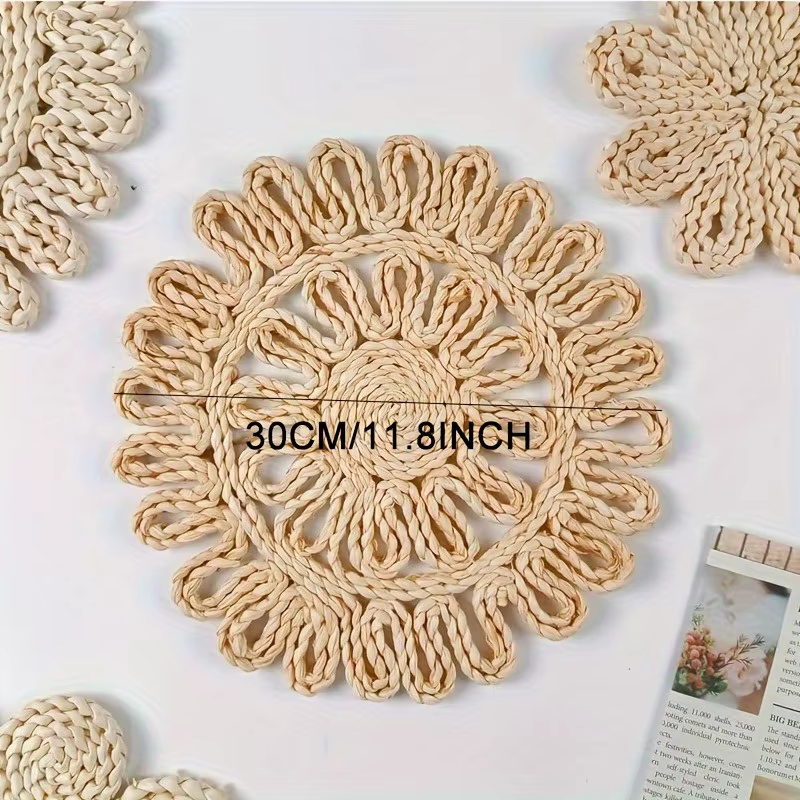 Napperons et sous-verres en rotin tissé à la main – Tapis de table circulaires résistants à la chale