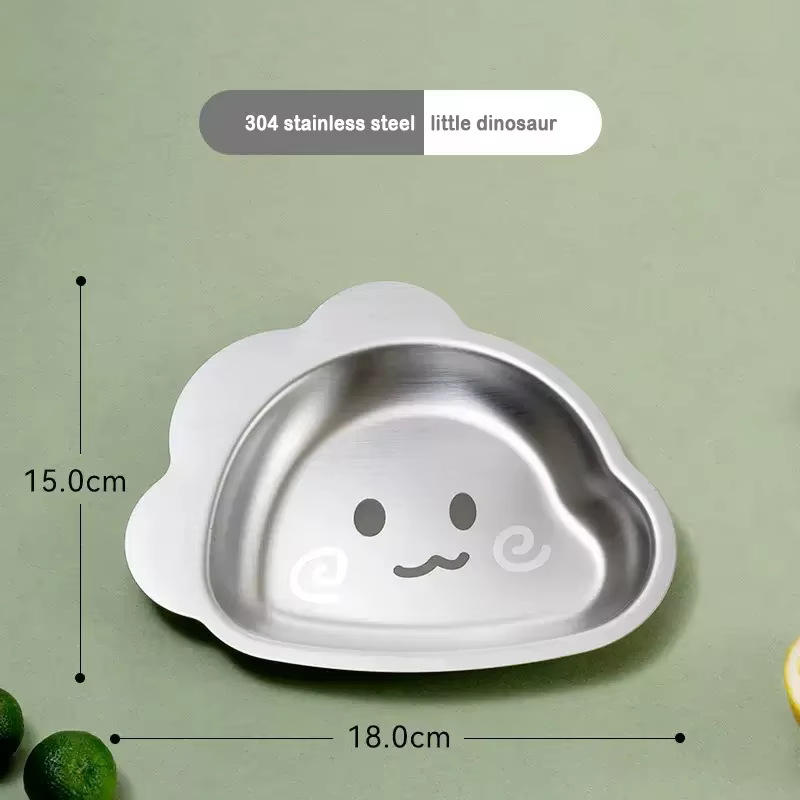 Assiette de table pour enfants en acier inoxydable 304, motif dessin animé, pour la maternelle et l'