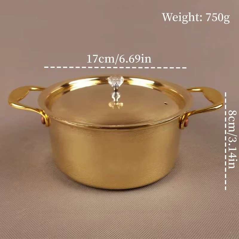 Pot en laiton Vintage, Pot alimentaire épaissi, ustensile de cuisson, mijoter et ragoût de pâtes, av