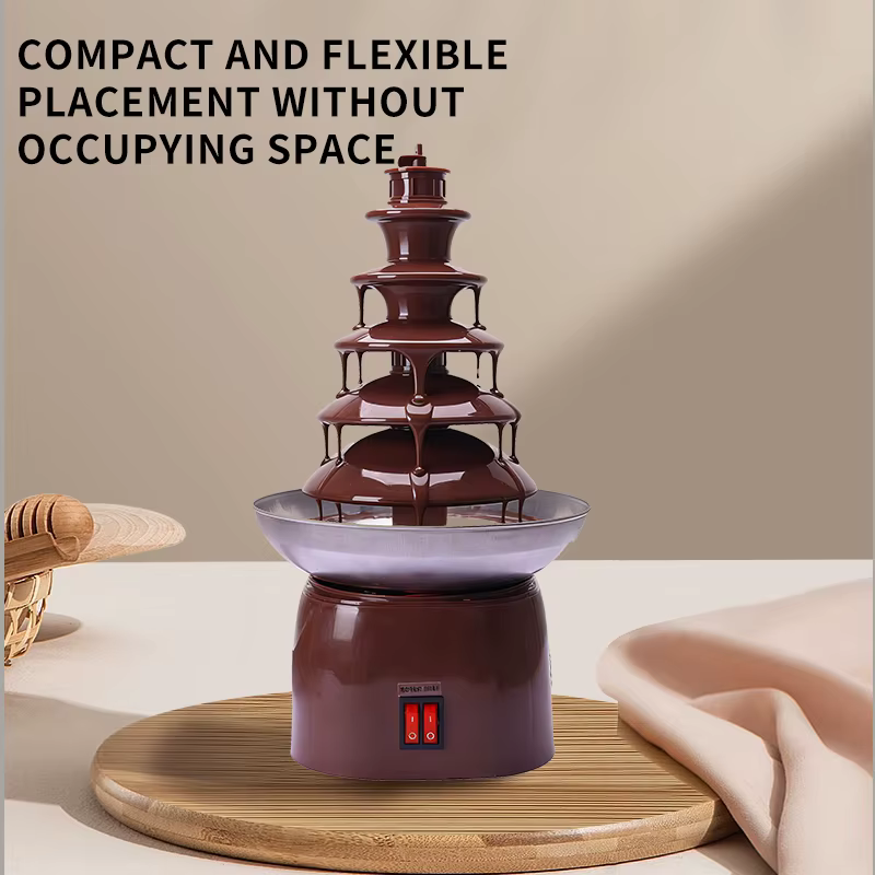 Fontaine à chocolat électrique 4 niveaux en acier inoxydable pour événements et fêtes