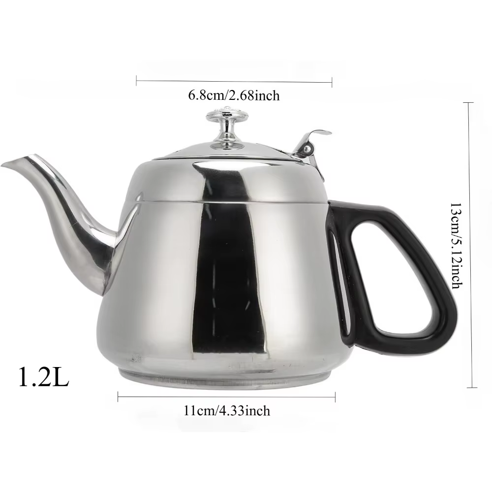 Théière en acier inoxydable 1,2 l/1,5 l, cafetière, Design moderne et pratique, service à thé à eau 