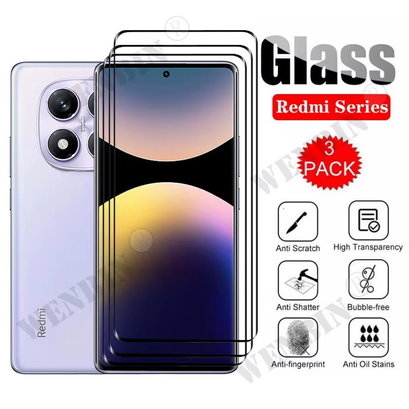 Protecteur d'écran incurvé à couverture complète en verre trempé, 3 pièces, pour Redmi Note 14 15 / 