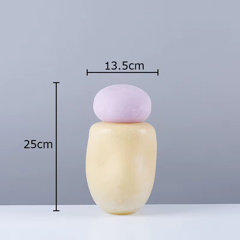 Vase en Verre Coloré avec Couvercle, Décoration de Bureau, Fleurs Artificielles, Vases Floraux Color