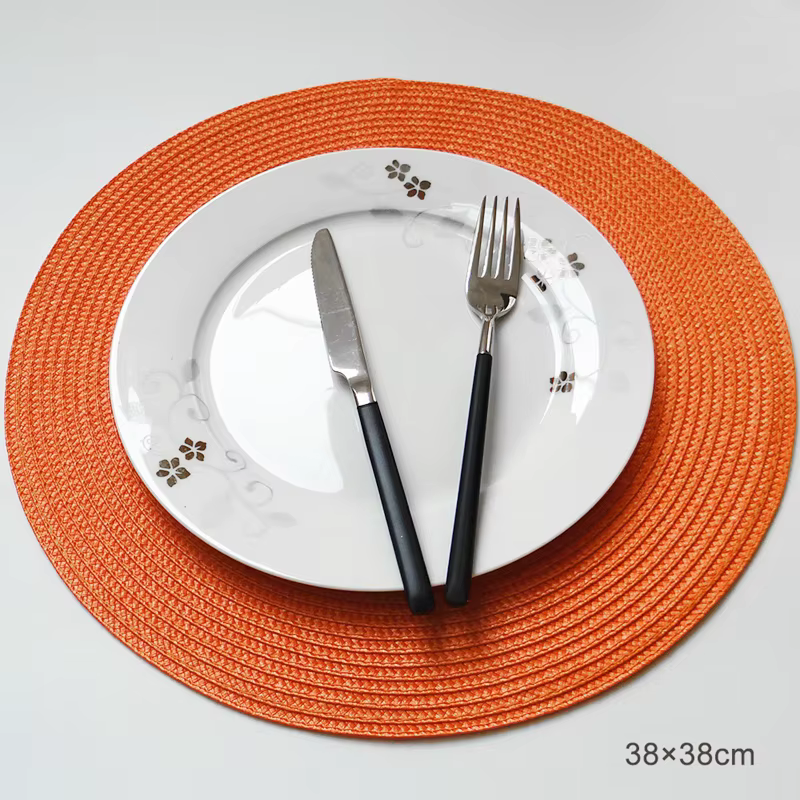 Ensemble de sets de table ronds, tapis de table circulaire tressé, lavables, pour cuisine, Table à m