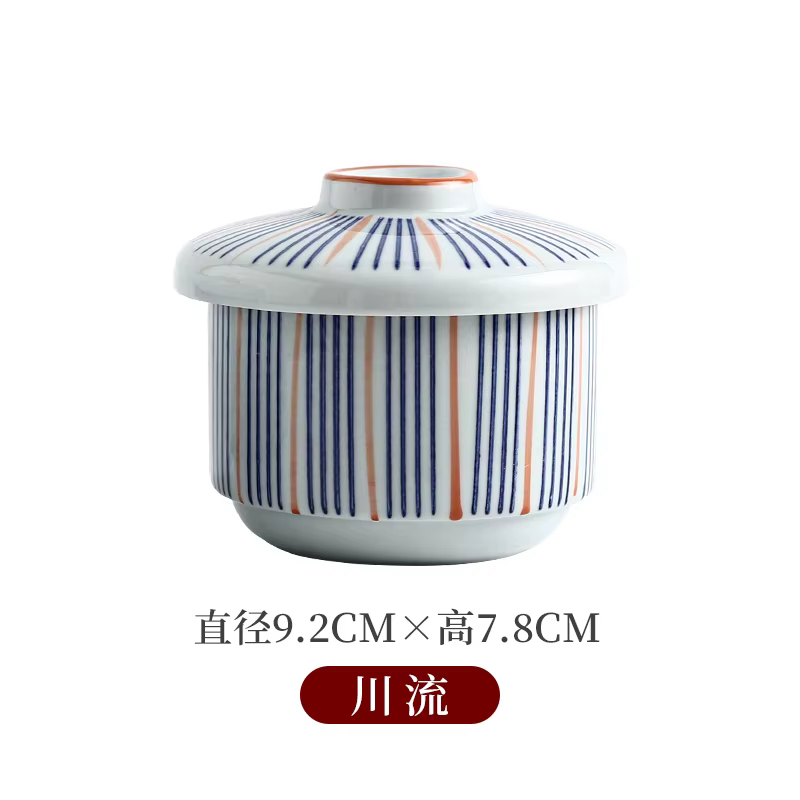 Petit bol à soupe en céramique japonaise avec couvercle, bol à œufs cuits à la vapeur, ustensiles de