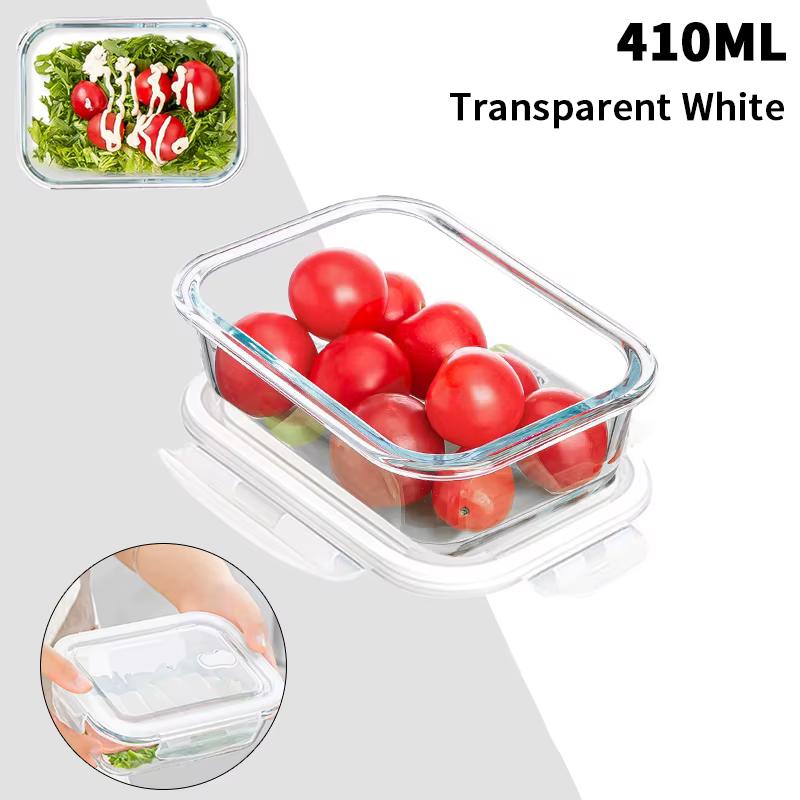 ♥ Boîte à Bento en verre borosilicate élevé avec couvercles, boîtes à déjeuner hermétiques, conteneu
