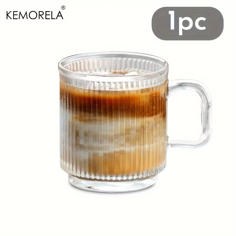 EllMORELA-Tasse à Café Verticale en Verre Mars, Tasse d'Eau avec Poignée, Convient pour Café Glacé, 
