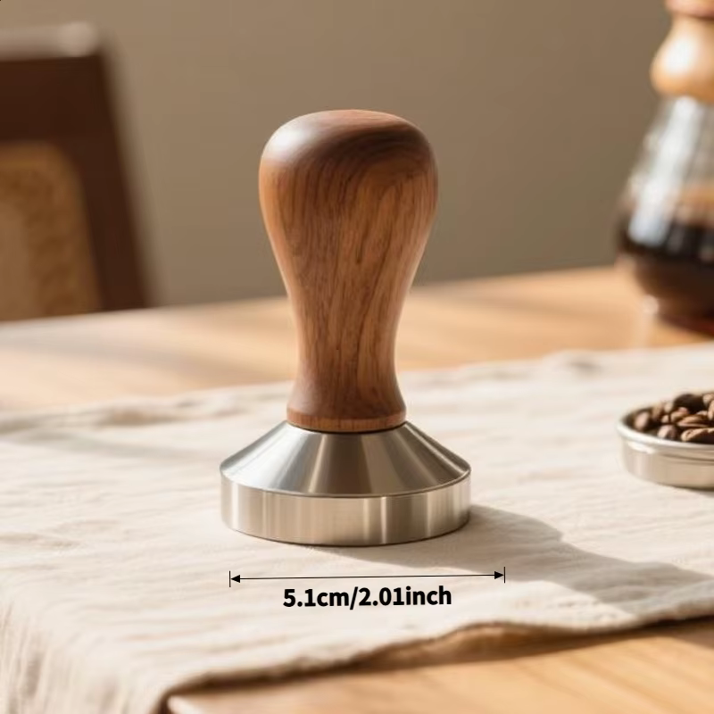 Presse à café poudre marteau manche en bois massif 304 acier inoxydable presse poudre tissu poudre M
