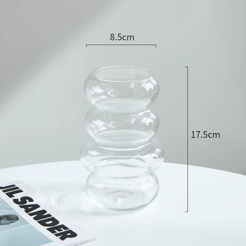 Vase en spirale en verre, 1 pièce, Arrangement de fleurs scandinave, cuisine, salon, chambre à couch