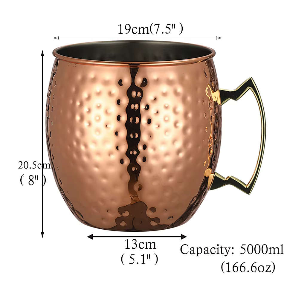 Tasse mule géante martelée de Moscou, Mega Mug, tasse seau à glace, 5L