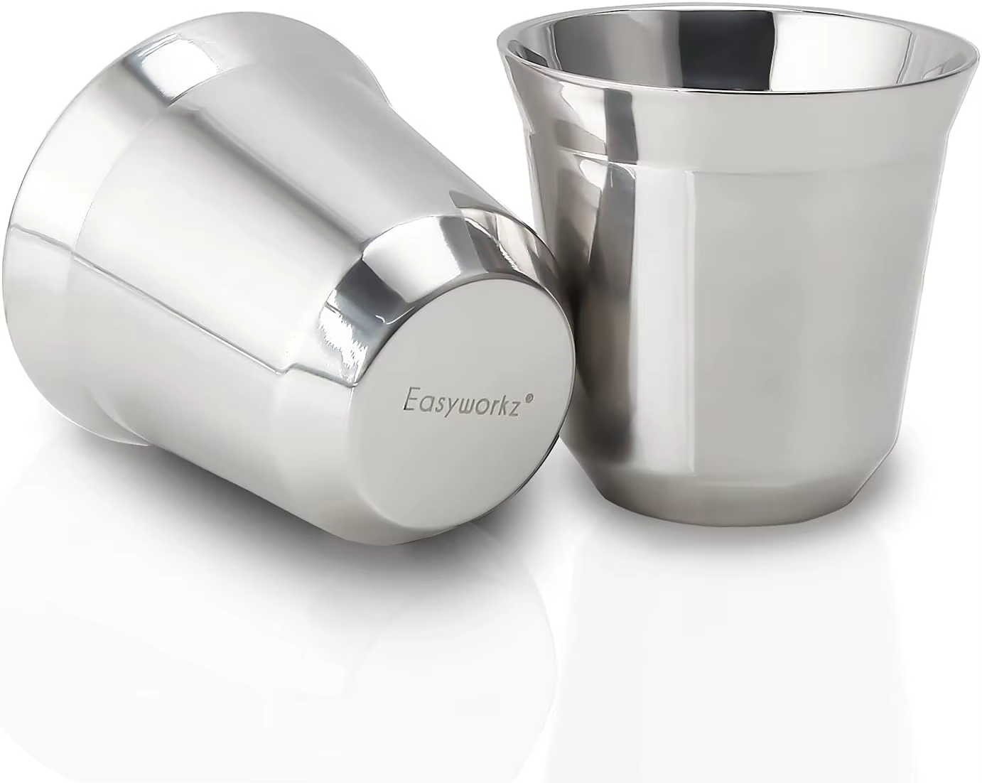 Easyworkz – ensemble de 2 tasses à expresso en acier inoxydable, tasses à demitasse en métal isolées