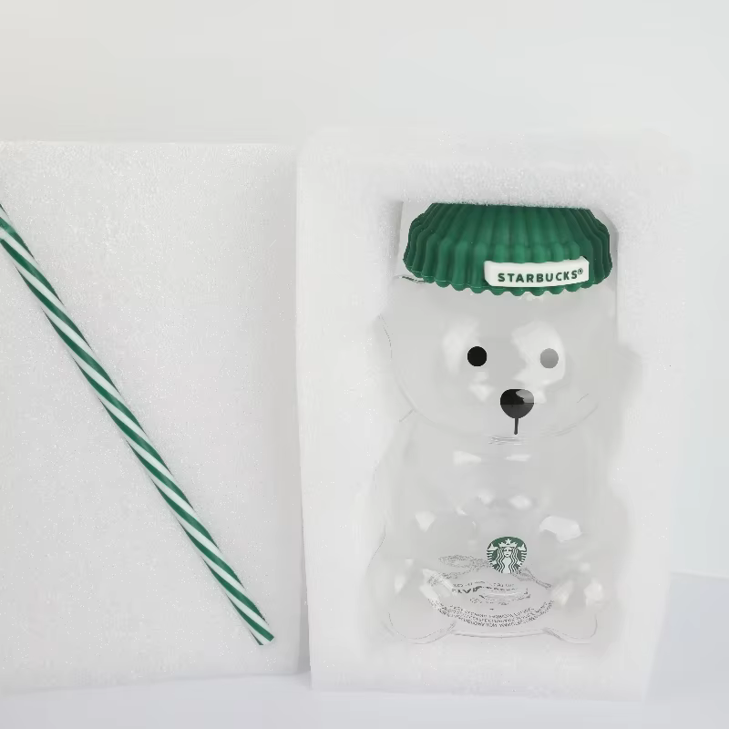 Tasse à eau Starbucks Bear 591 ml – Élégance minimaliste, texture transparente, fabrication délicate