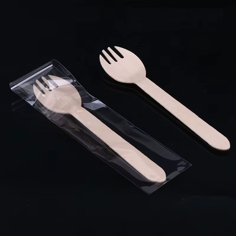 Couverts biodégradables en bois jetables pour fête de mariage, Buffet écologique pour Restaurant et 