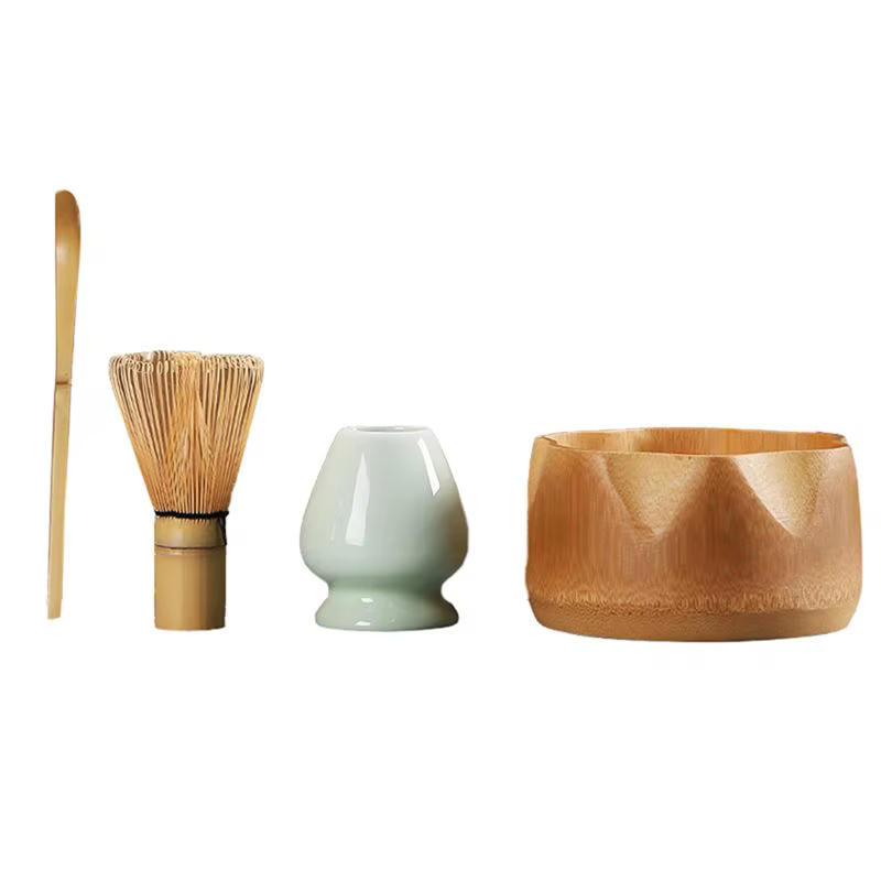 AA81 - Ensemble Cadeau Élégant de Bol à Matcha Japonais, Fouet, Cuillère, Tamis et Tasse pour Thé