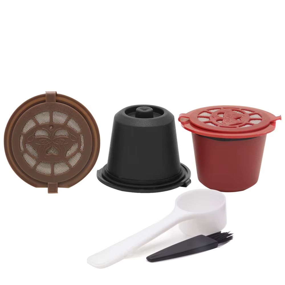 Capsules de café Nespresso rechargeables et réutilisables, avec cuillère et brosse, 3/6 pièces