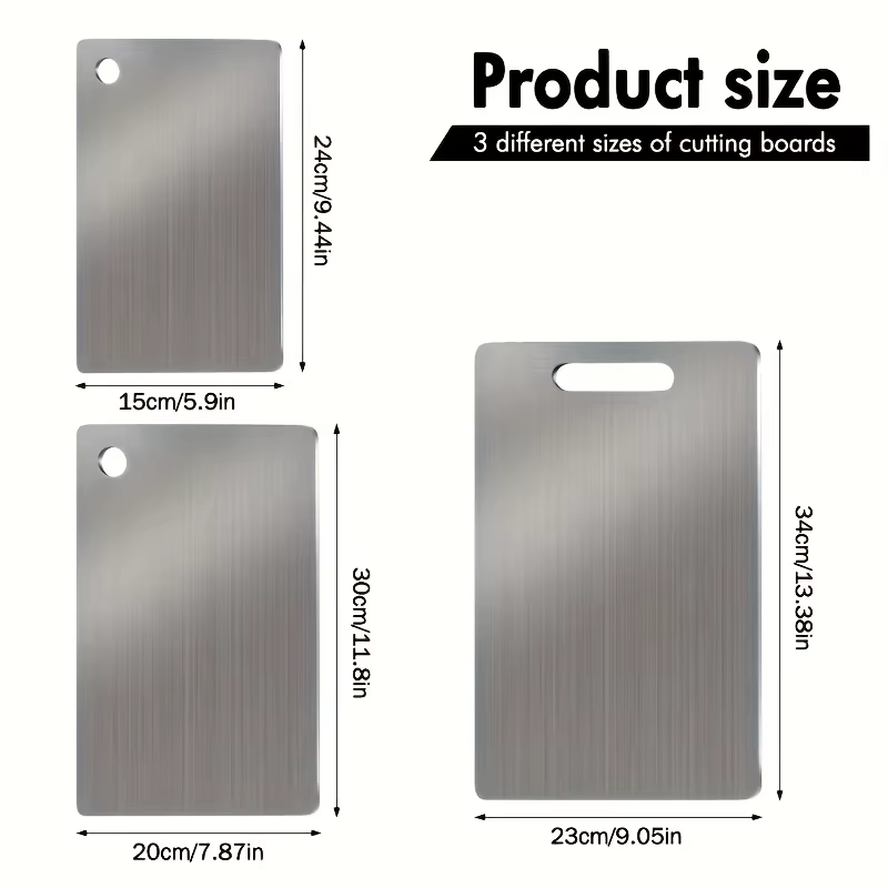 Planches à découper en acier inoxydable, 3 pièces, sans BPA, lavables au lave-vaisselle, antidérapan
