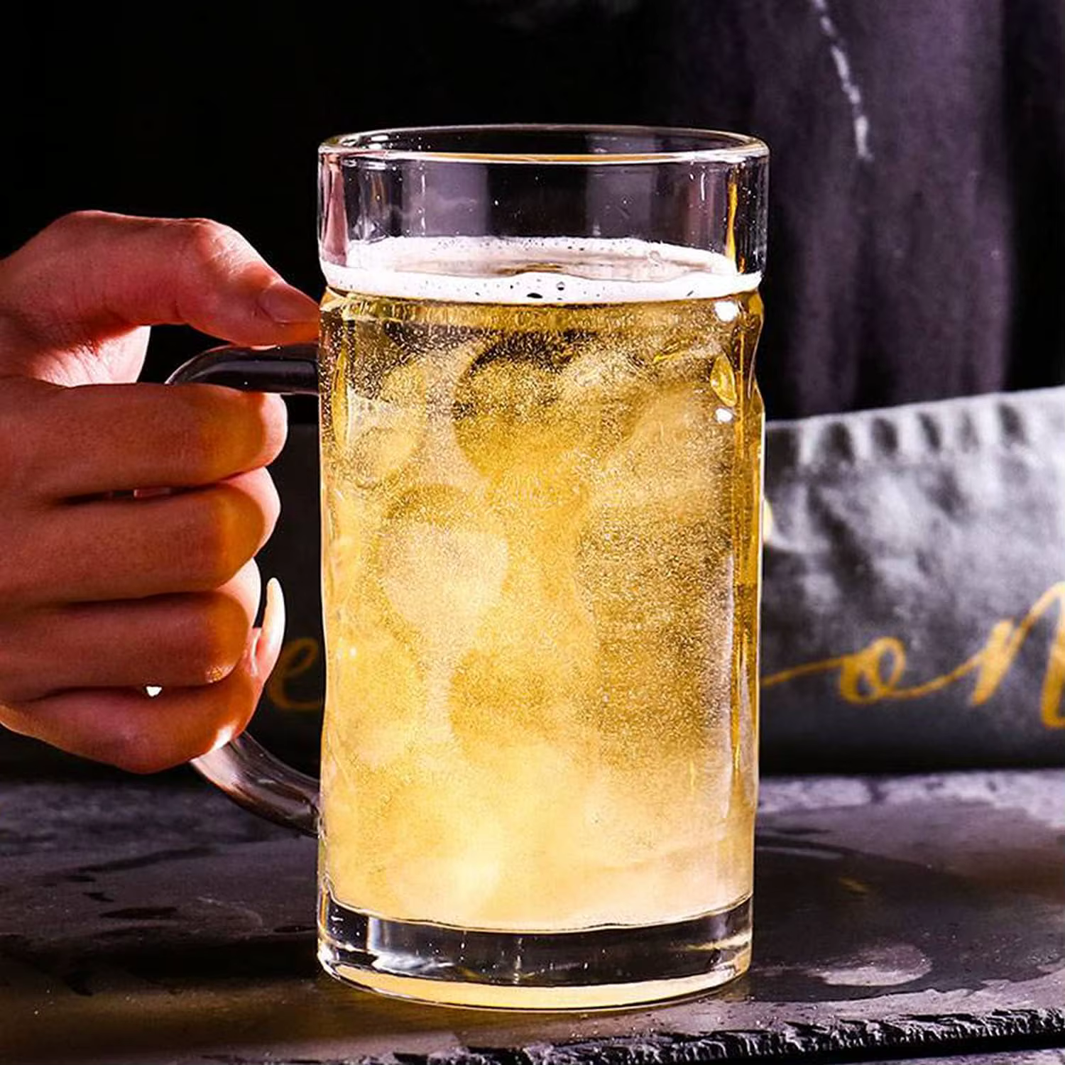 Chope à bière réutilisable et incassable, 1L, 1 ou 2 pièces, en plastique, sans soutien-gorge, acryl